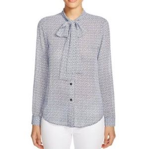Michael Kors Womens Printed Long Sleeves Blouse